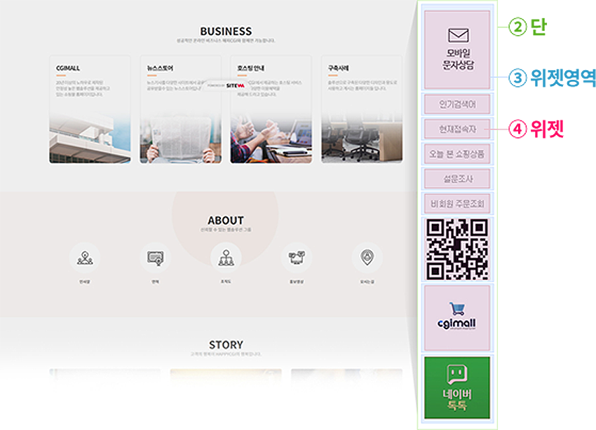 사이트와 퀵메뉴 영역